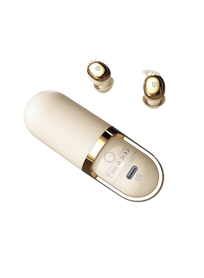 porodo Dream TWS Wireless Earbuds with Skin Massager, Bluetooth 5.3, In-Ear Ergonomic Fit, 4–5H Playtime, 3-Mode Vibration Massage, IPX4 Water Resistance, USB-C Charging - Beige - Image 2